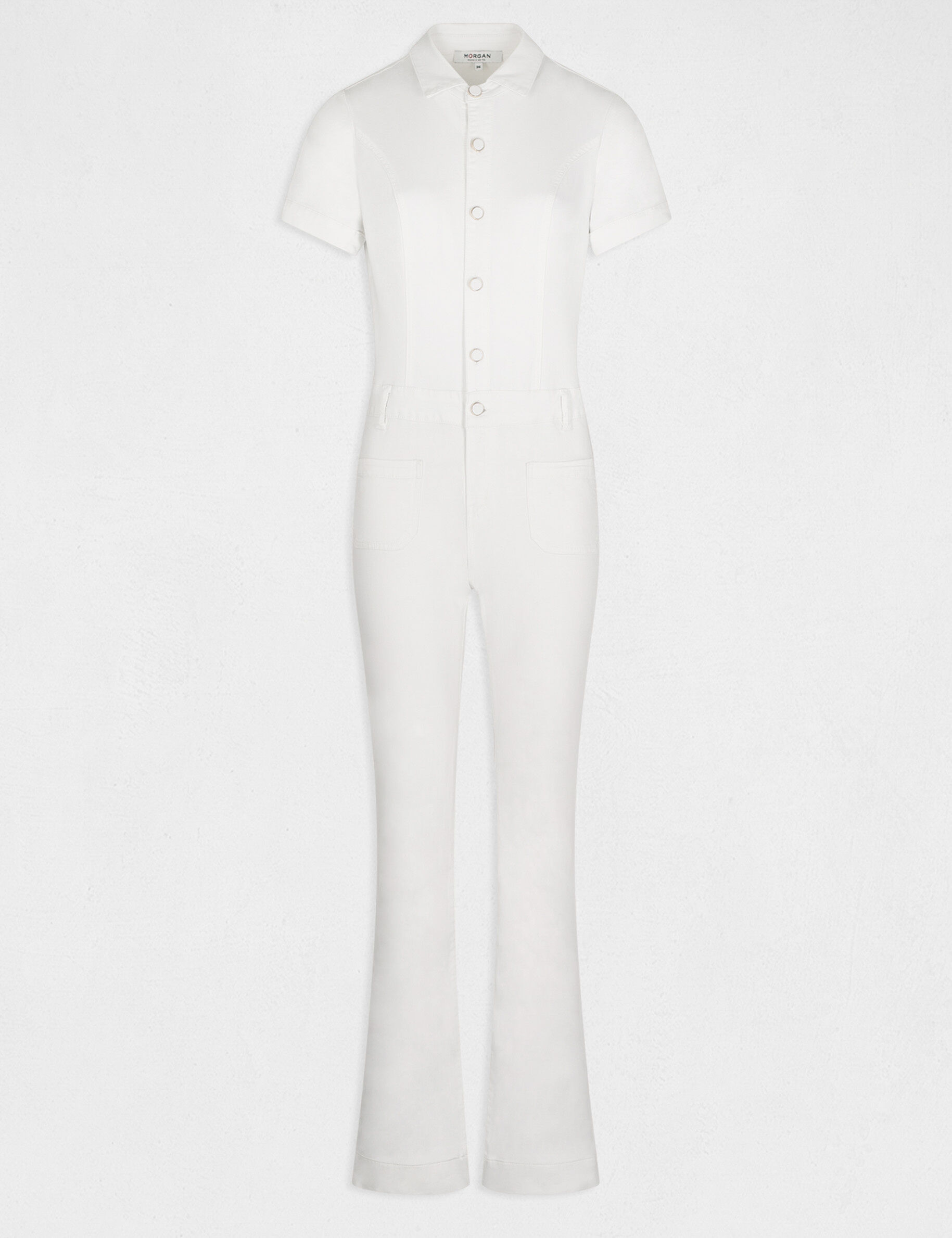 Combinaison flare boutonnée ecru femme - ecru