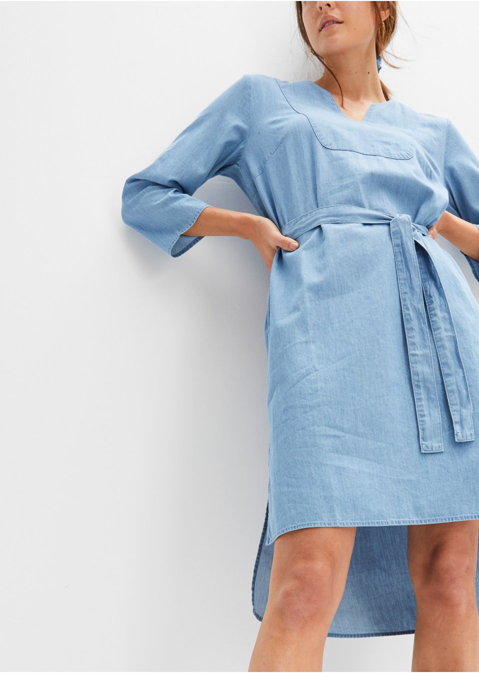 Robe-tunique en jean à manches 3/4