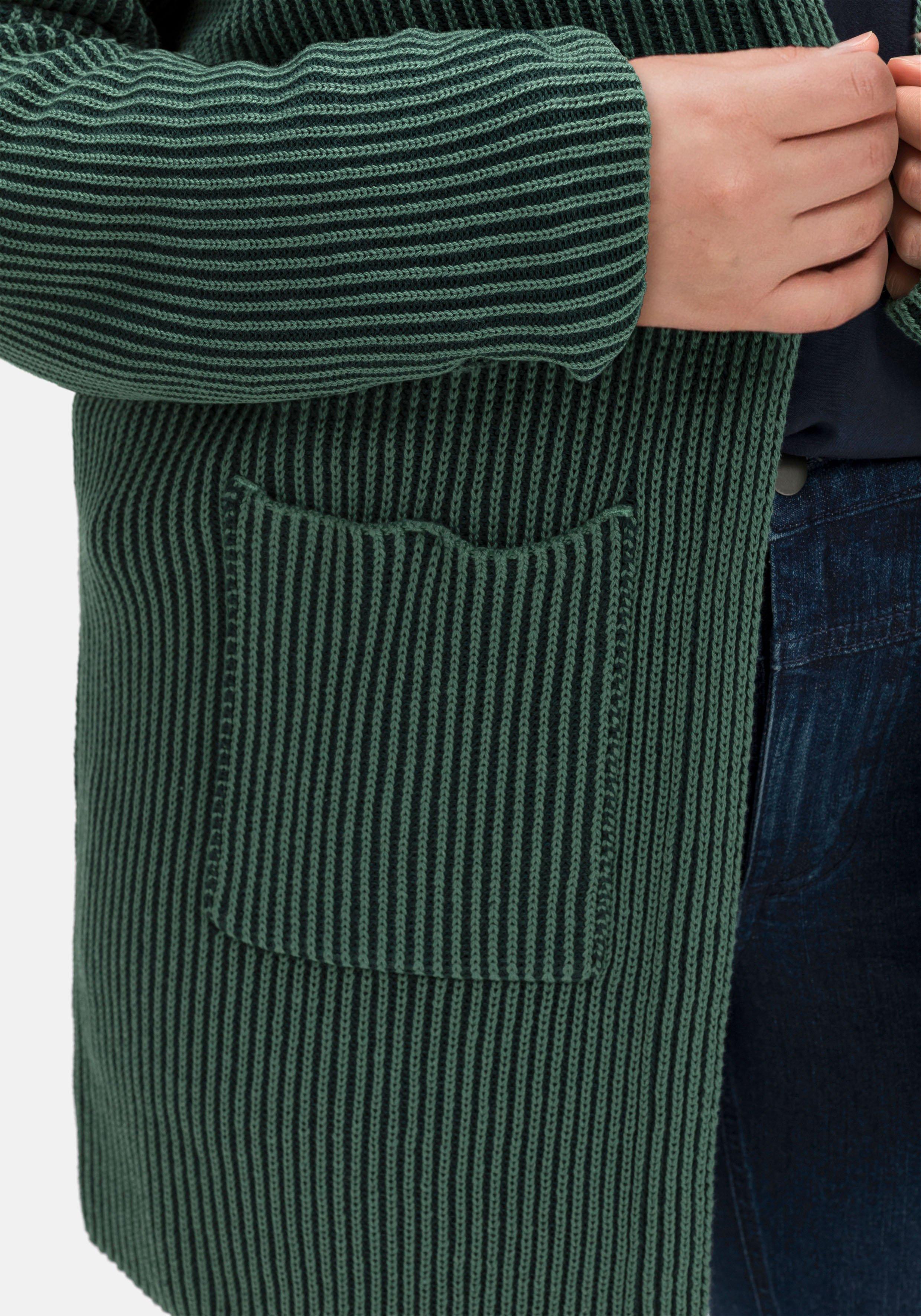 Strickjacke in zweifarbiger Rippstruktur