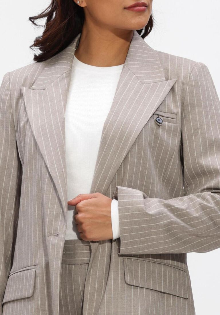 beige co'couture blazers quin pin fitted blazer