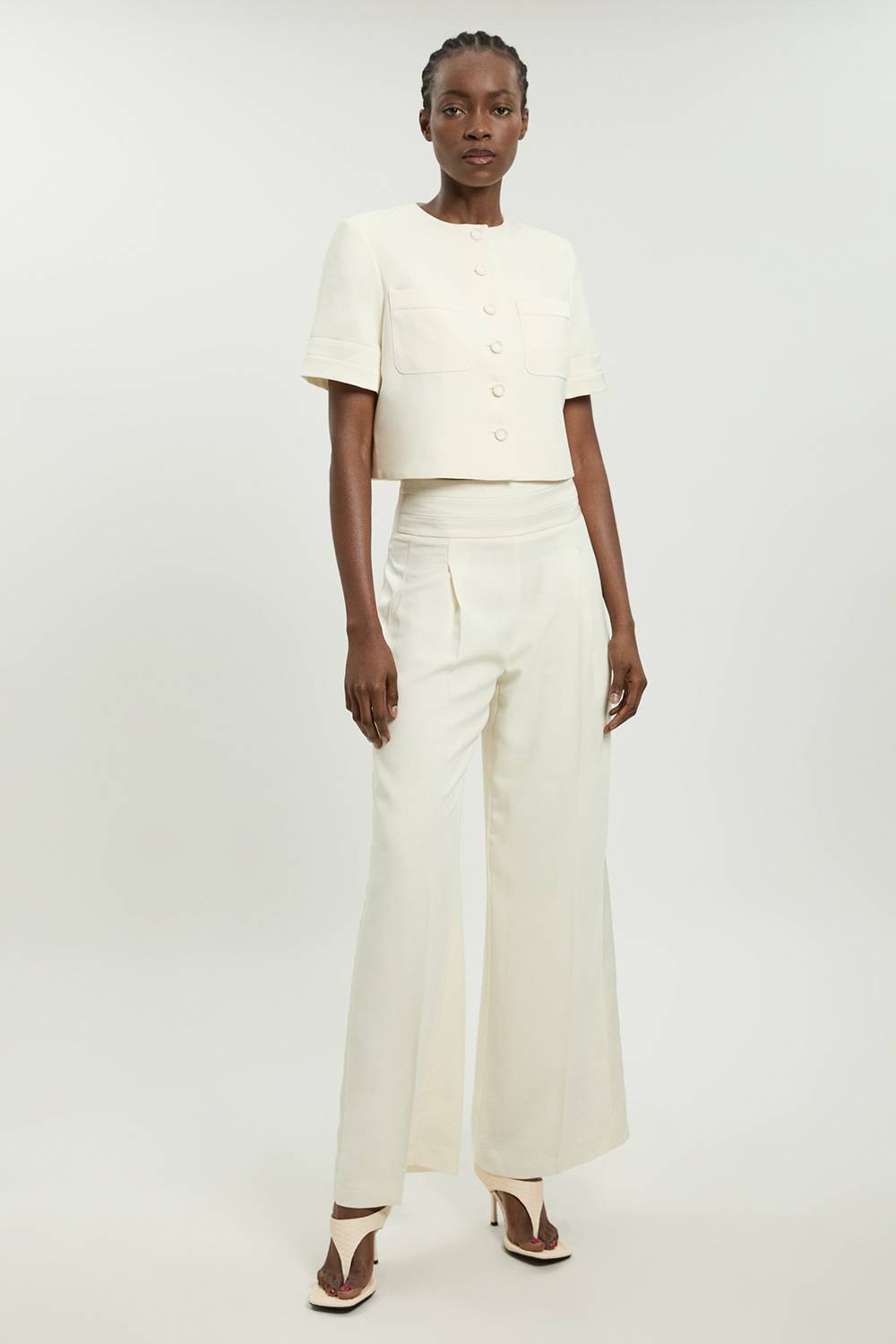 KarenMillen Veste De Smoking Courte En Satin À Manches Courtes Petite