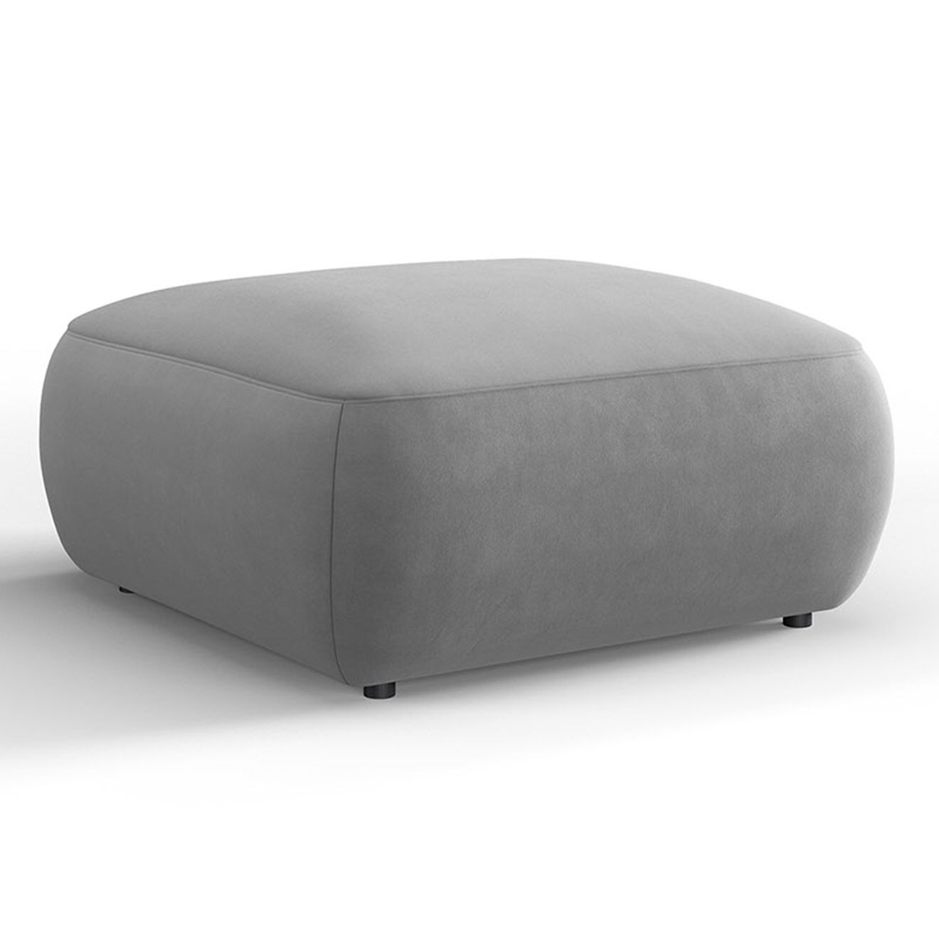 Mazzini Sofas Pouf Velours Jasmin gris - 75x75x36 cm