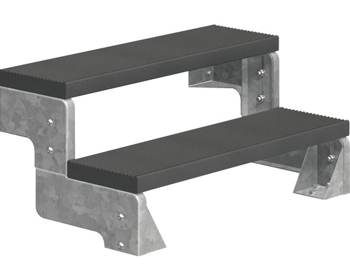 Pertura Tallis buitentrap zonder leuning, 2 stootborden, Trimax 80 cm, antraciet