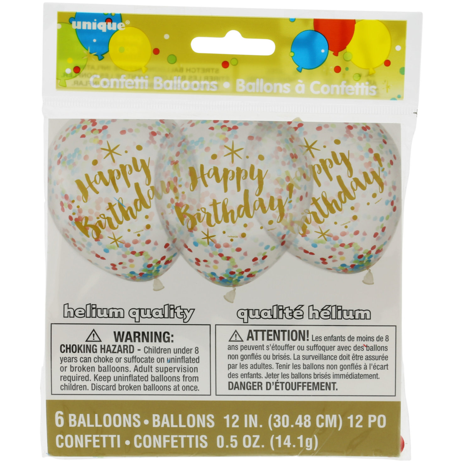 Ballone mit Konfettis Happy Birthday 6 Stück
