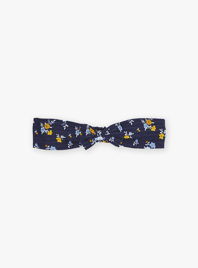 Bandeau à noeud bleu marine à imprimé fleuri