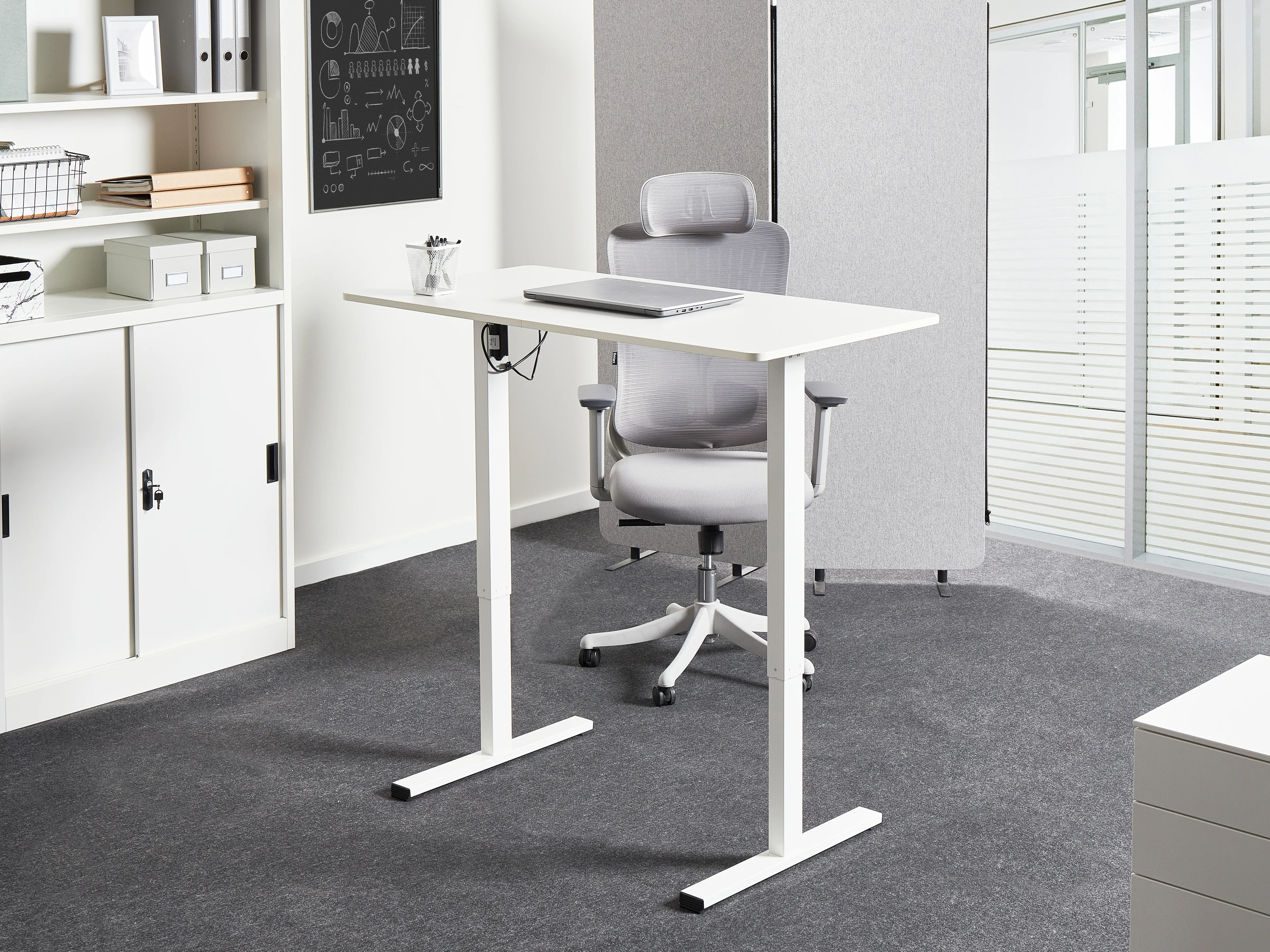 Elektrisch verstelbaar sta-bureau TAVARES Wit 120 cm 60 cm