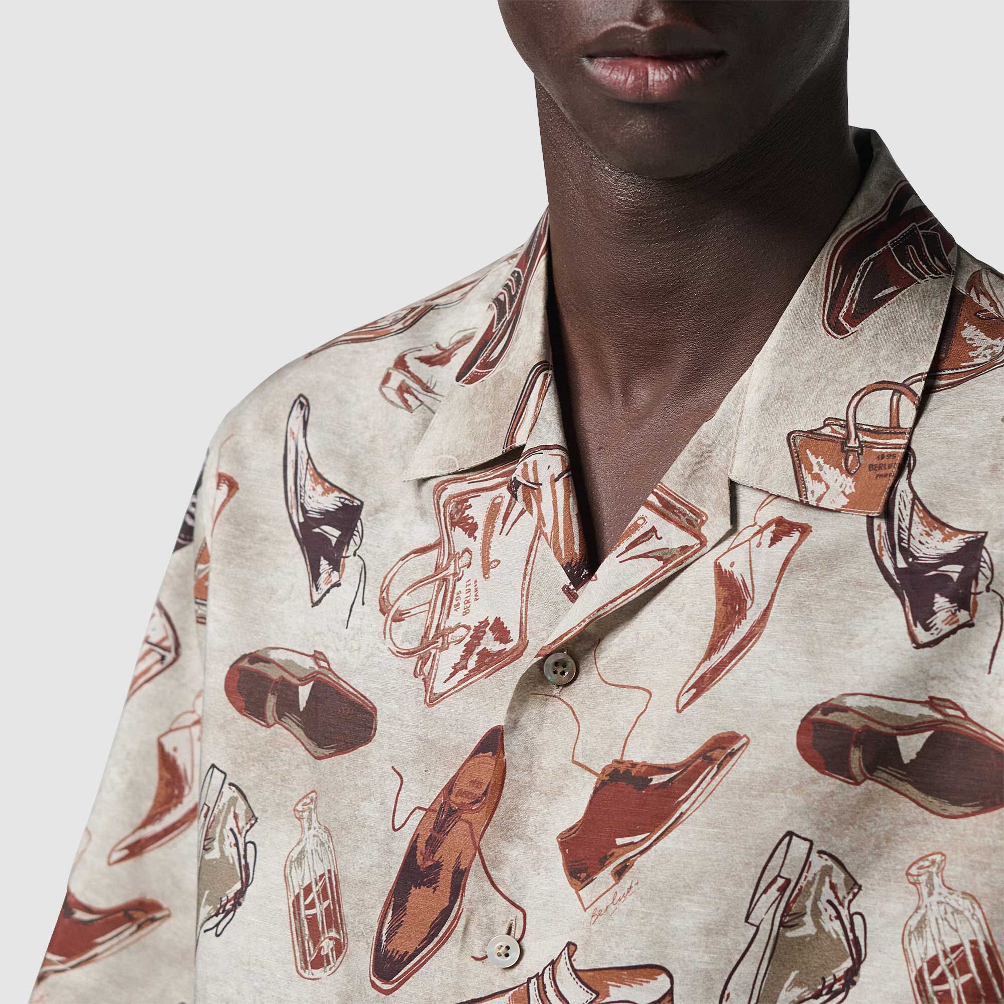 Chemise À Manches Courtes En Lin Et Coton Avec Imprime Summer