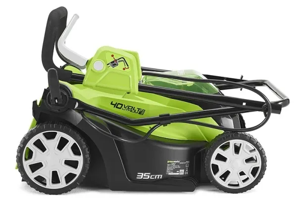 Greenworks G40LM35, Skubbe plæneklipper, 500 m², 35 cm, 2 cm, 7 cm, 400 m²