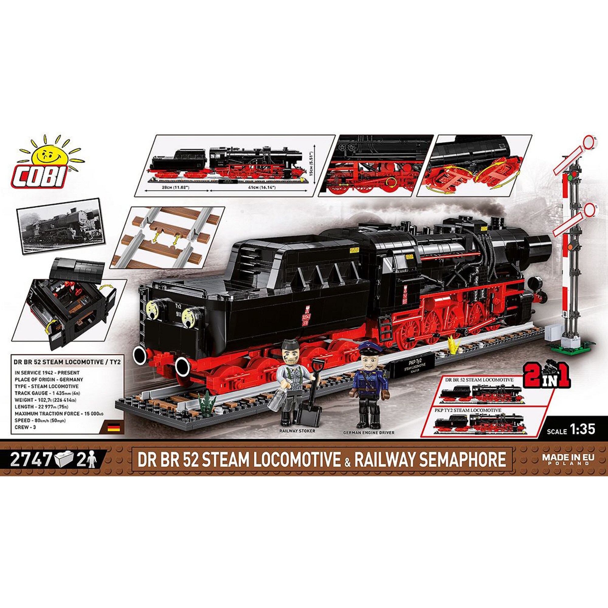 COBI Konstruktionsspielzeug DR BR 52 Steam Locomotive & Railway Semaphore