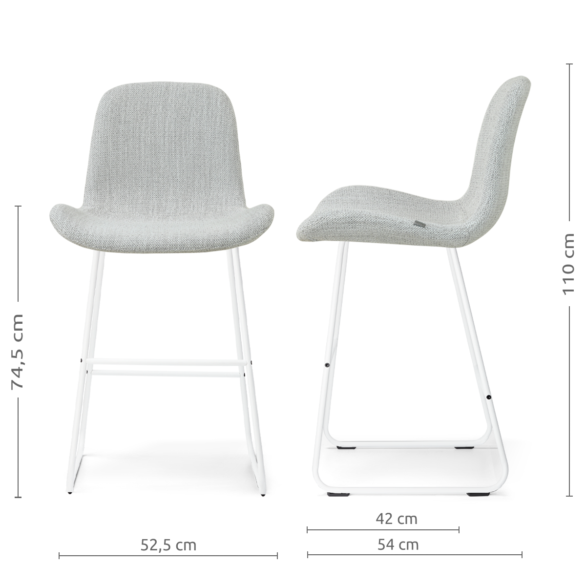 Barkruk Nino-Fé wit onderstel grijs melange 75 cm