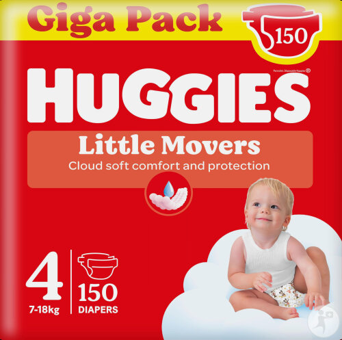 Huggies Little Movers Couches Bébé Taille 4 150 Pièces