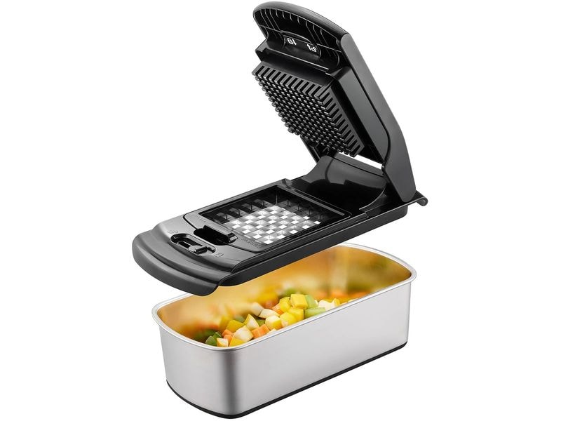 GEFU Würfel & Stifteschneider Schwarz/Silber Schneidegerät für Würfel und Stifte