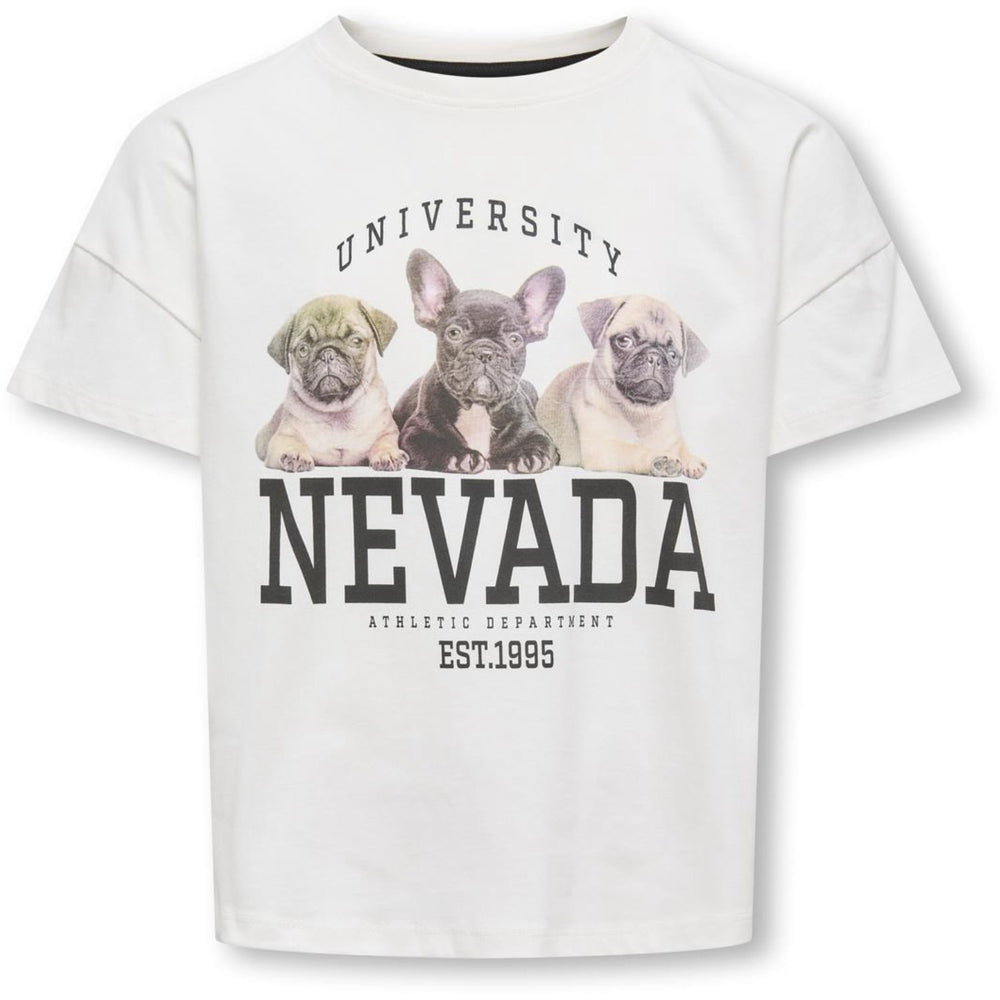 Køb kids ONLY Cloud Dancer Nevada Kogditte Life S/S Ovz Printed Top Jrs