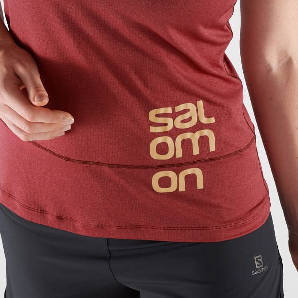Débardeur trail SALOMON T SHIRT CROSS RUN GRAPHIC TANK W CABERNET