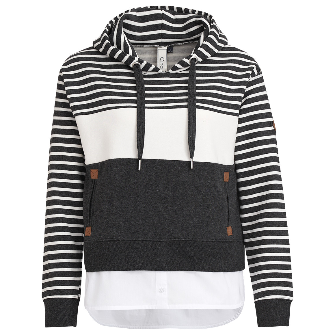 Gina Damen Sweatshirt mit Schalkragen dunkelgrau / creme