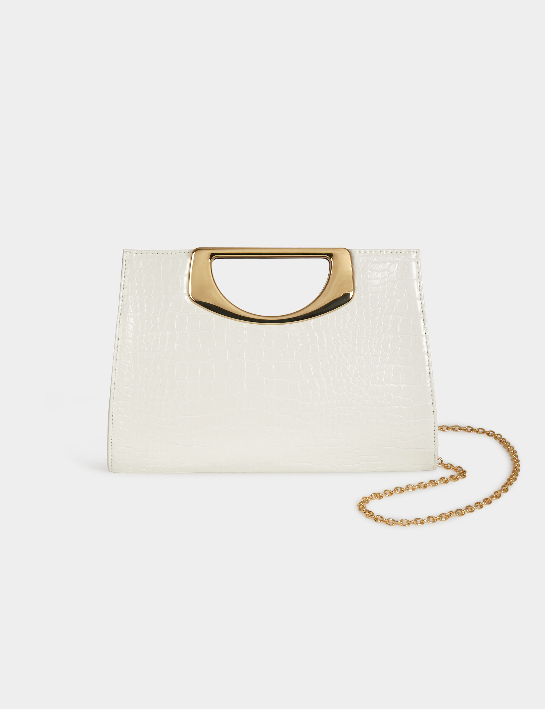 Sac pochette aspect croco blanc femme - blanc
