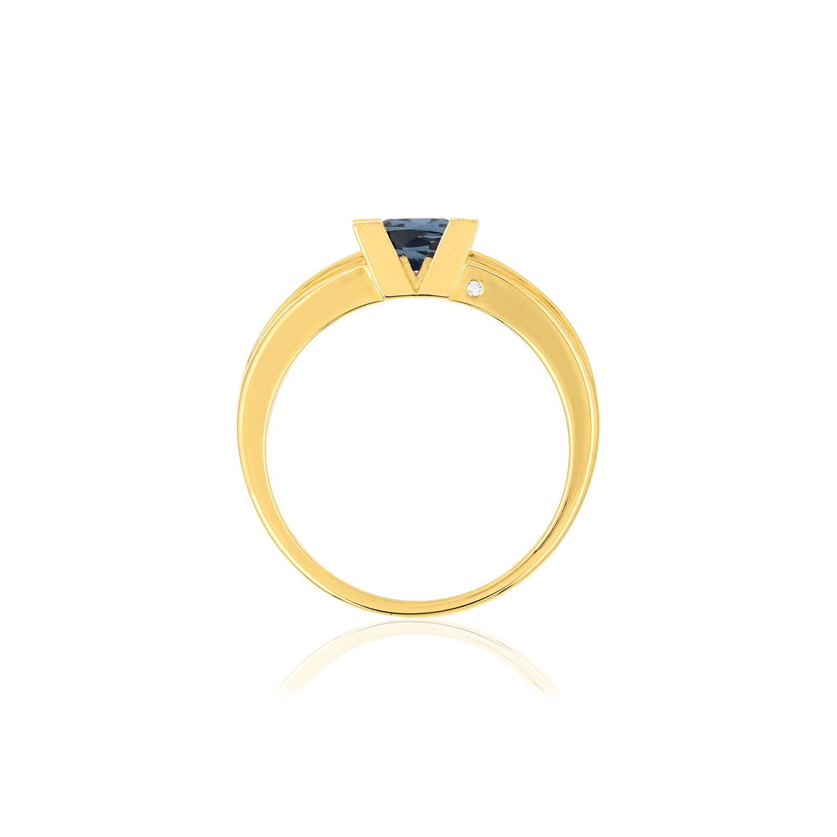 Bague VAN BRILL or jaune 750, saphir, diamant.
