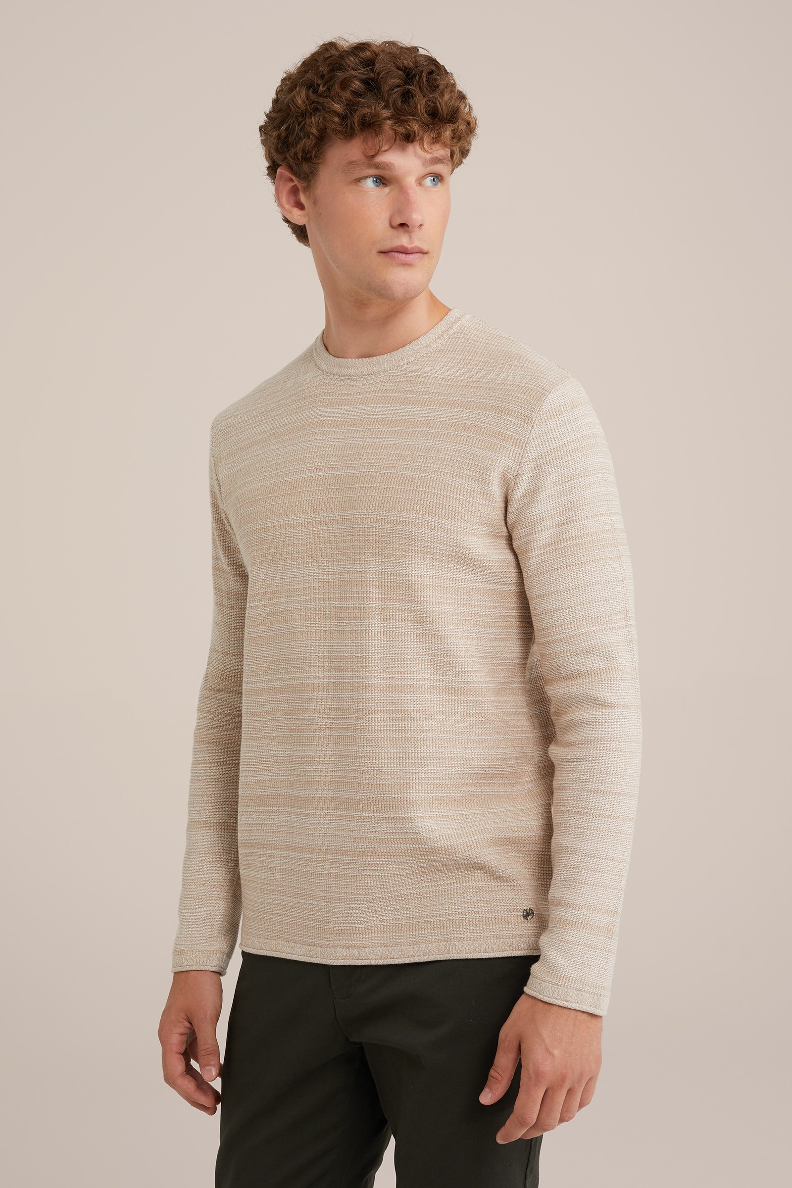 trui met structuur WE Fashion Beige