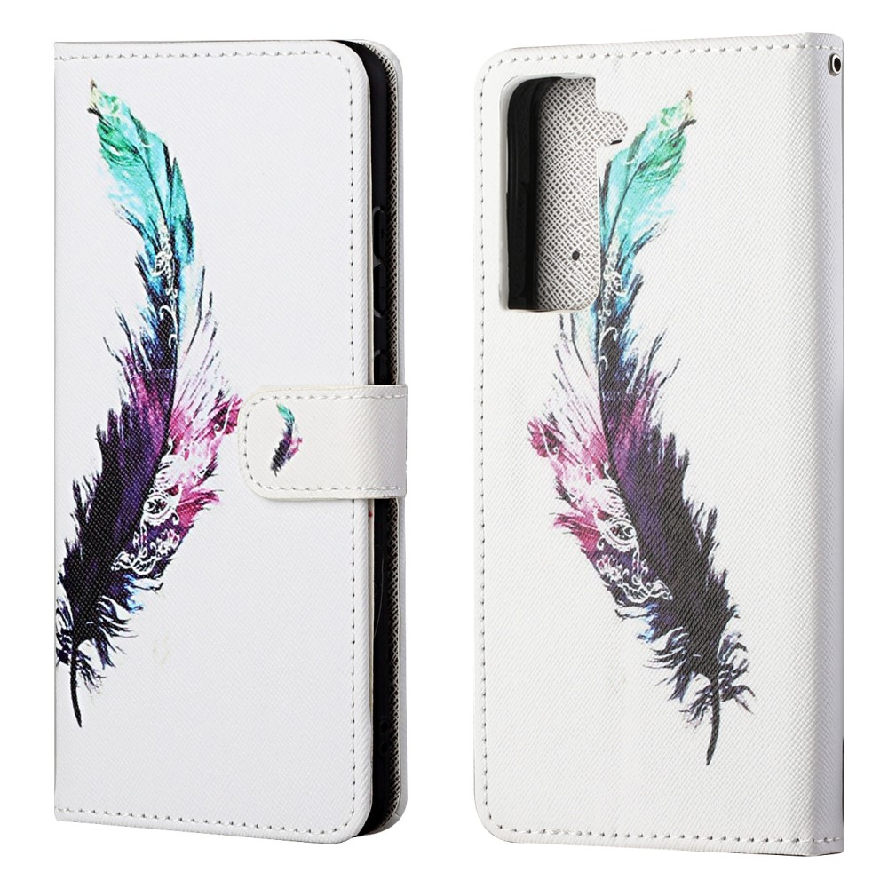 Samsung Galaxy S21 FE 5G Leder Tasche mit Kartenfach - Magische Feder