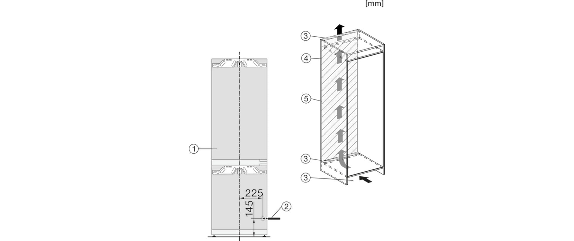 Einbau-Kühl-Gefrierkombination KFN 7774 C Rechts/Wechselbar<br>Kombigerät mit Kühlschrank und Gefrierschrank