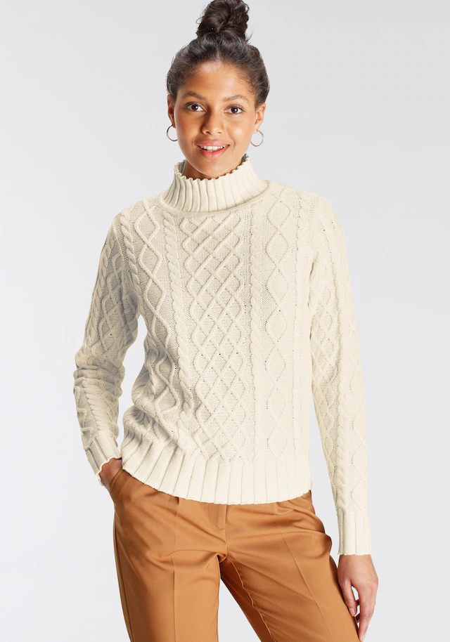 AJC Strickpullover , mit modischem Zopfmuster und Stehkragen