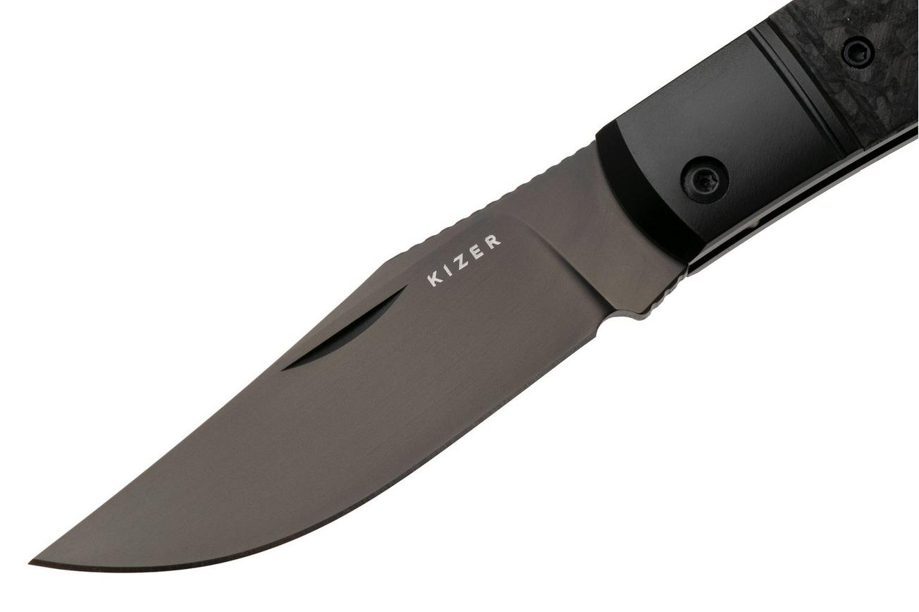Kizer Trestle KI3761A1 Black DLC S45VN, Black Titanium Carbonfiber Inlay, zakmes, Azo design