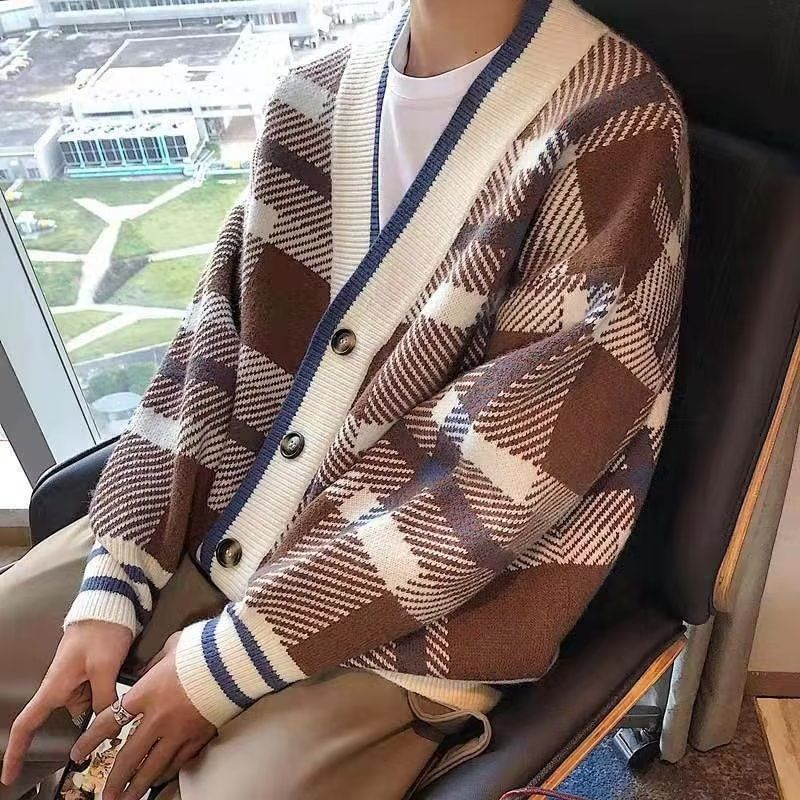 Femilina - V-hals geruite cardigan