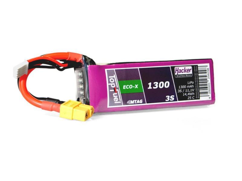 Hacker RC-Akku LiPo 1300 mAh 11.1 V 25C TopFuel ECO-X MTAG 3S LiPo-Akku für Flugmodelle