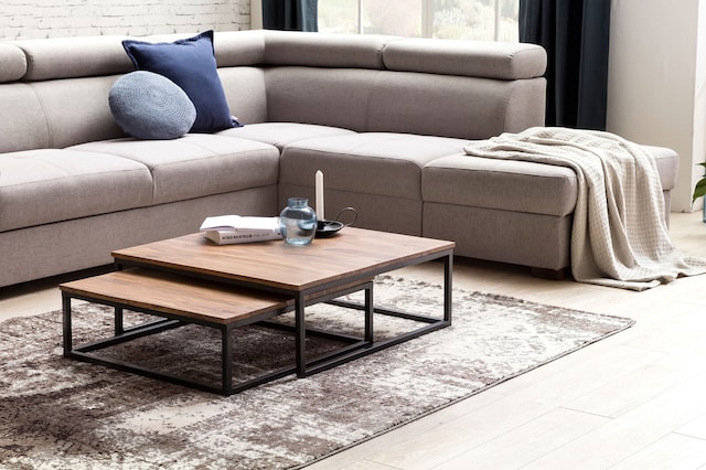 Couchtisch 2er Set Schwarz/ Sheesham massiv
