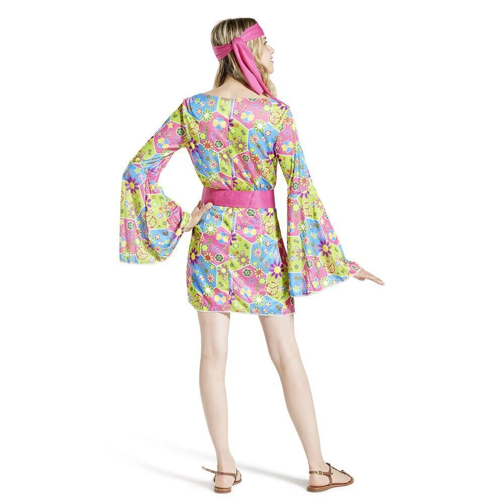Déguisement femme hippie robe - Taille M