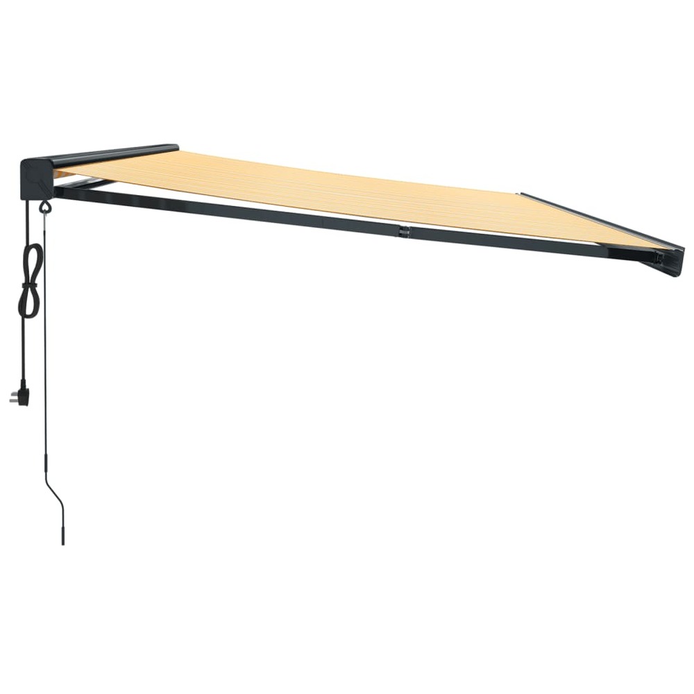 Auvent rétractable jaune et blanc 5x3 m tissu et aluminium