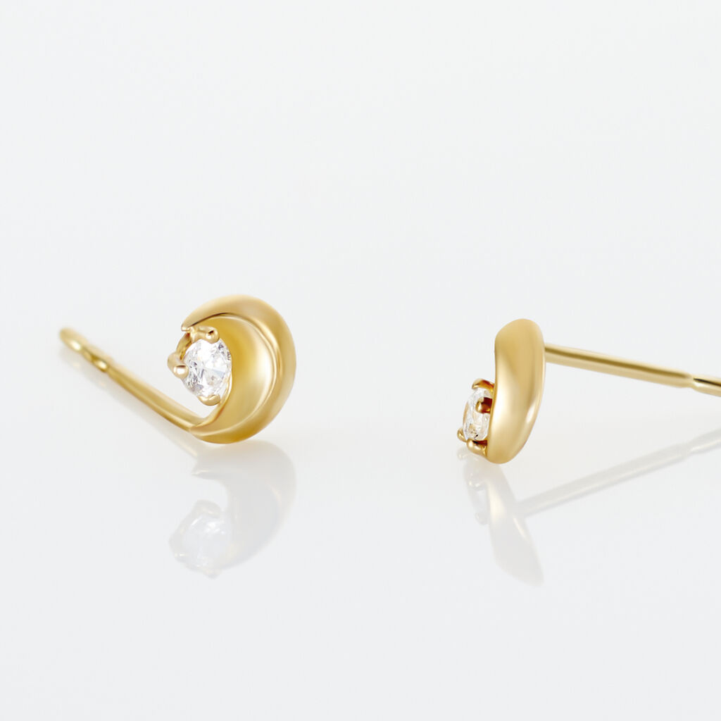 Boucles D'oreilles Puces Francoise-marie Lune Or Jaune Oxyde