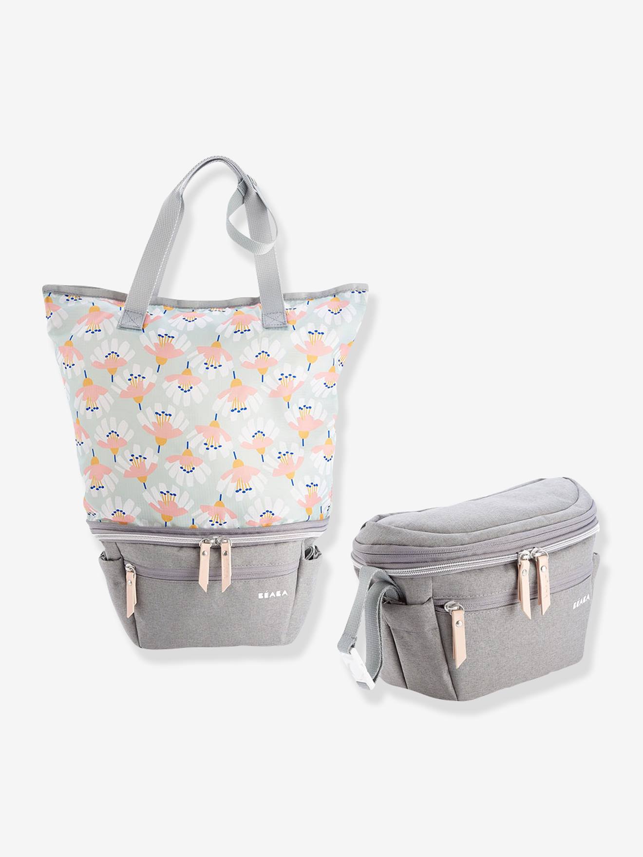 Bolsa para carrinho de bebê BEABA Biarritz, conversível em bolsa de mão, cinza médio liso