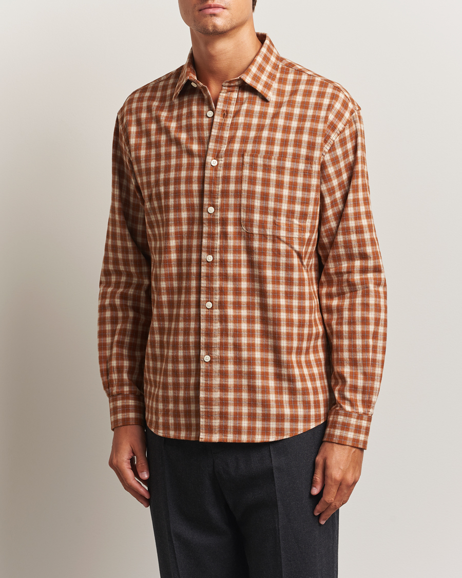 NN07 Deon Flannel Checked Shirt Light Brown