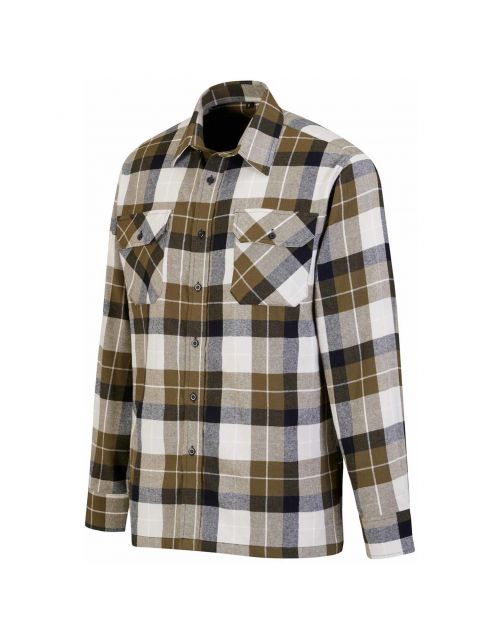 Storvik Blouse Flanel Dawson Olijfgroen&Beige - Werkkleding