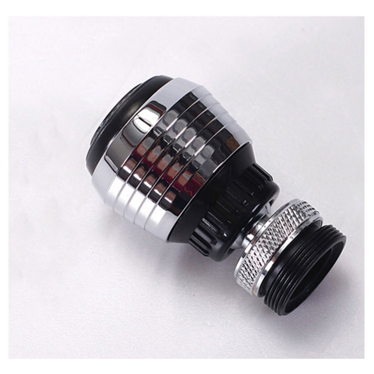 (2er Set) 360° Drehbarer Wasserhahn Luftsprudler Hahn Belüfter Aufsatz für Küche / Bad mit 24mm Aussengewinde - Silber / Schwarz