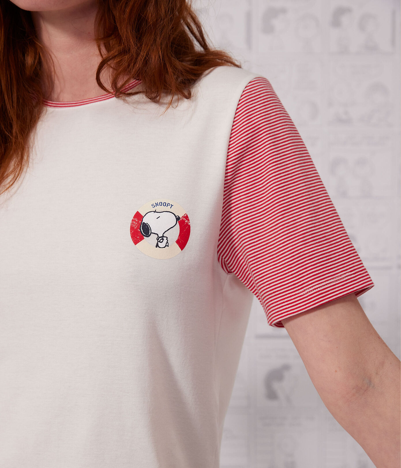 Pyjacourt Petit Bateau X Snoopy femme en coton