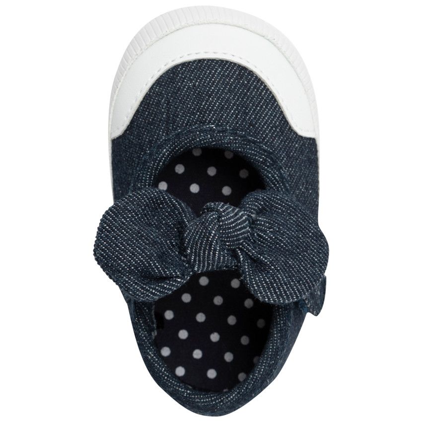 Toiles effet jeans à scratch et noeud pour bébé fille - Bleu marine