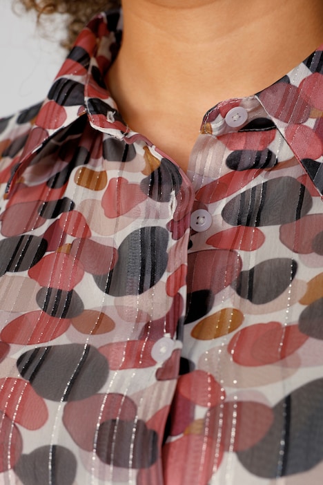 Longbluse, Alloverdruck, Chiffon mit Glanzstreifen