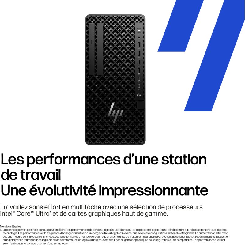 HP Z1 Tower G1i Intel Core Ultra 7 265 16 Go DDR5-SDRAM 512 Go SSD NVIDIA RTX A400 Windows 11 Pro Station de travail AI Workstation, AI PC Noir
