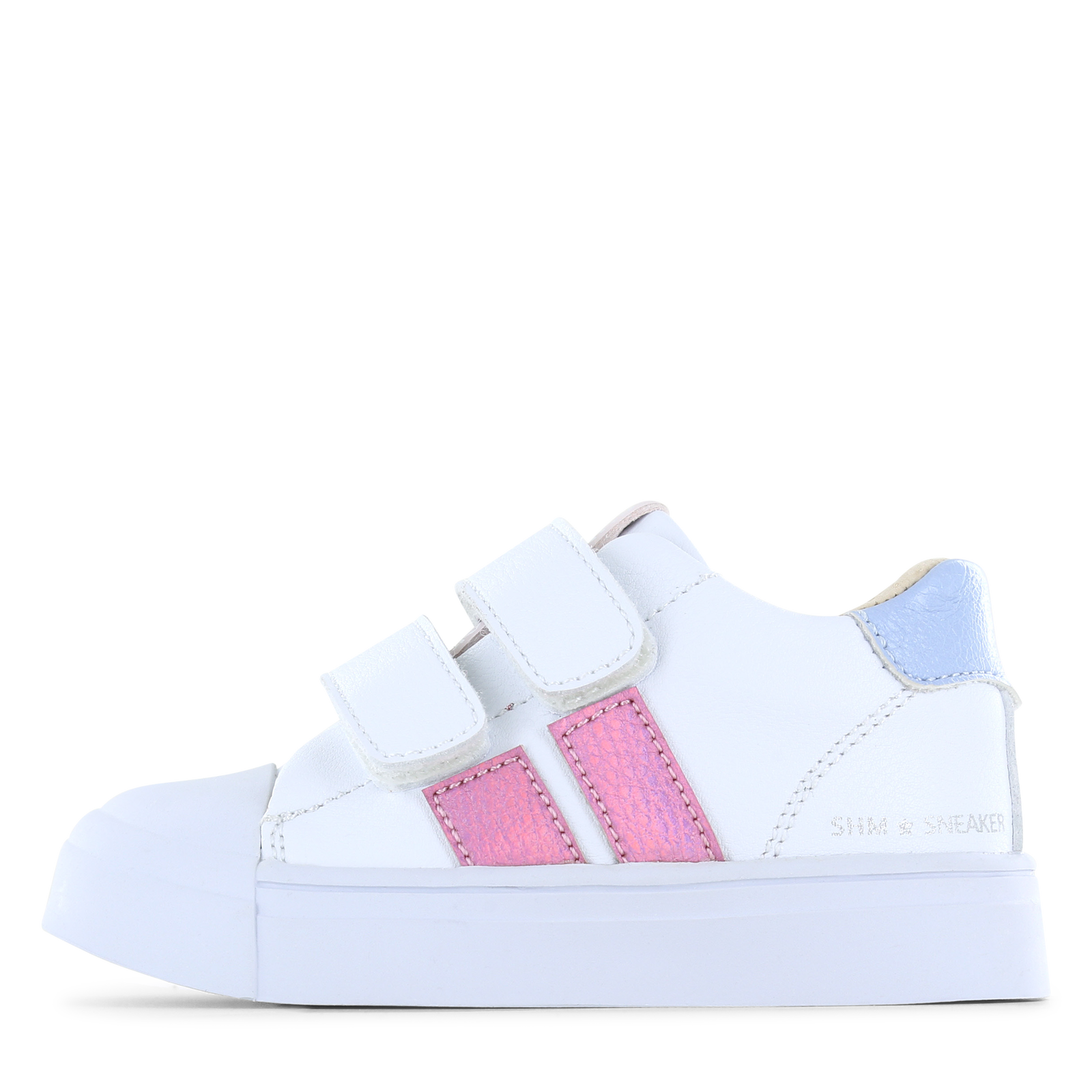 Shoesme witte sneaker met roze stripings Microfiber leer | Meisjes schoenen