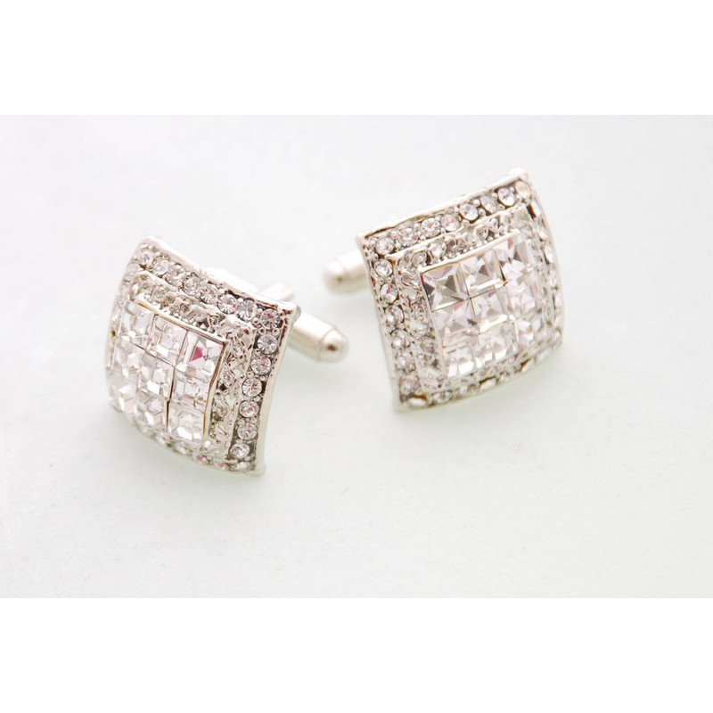Boutons de manchette, Hemera blanc, Cristal Swarovski