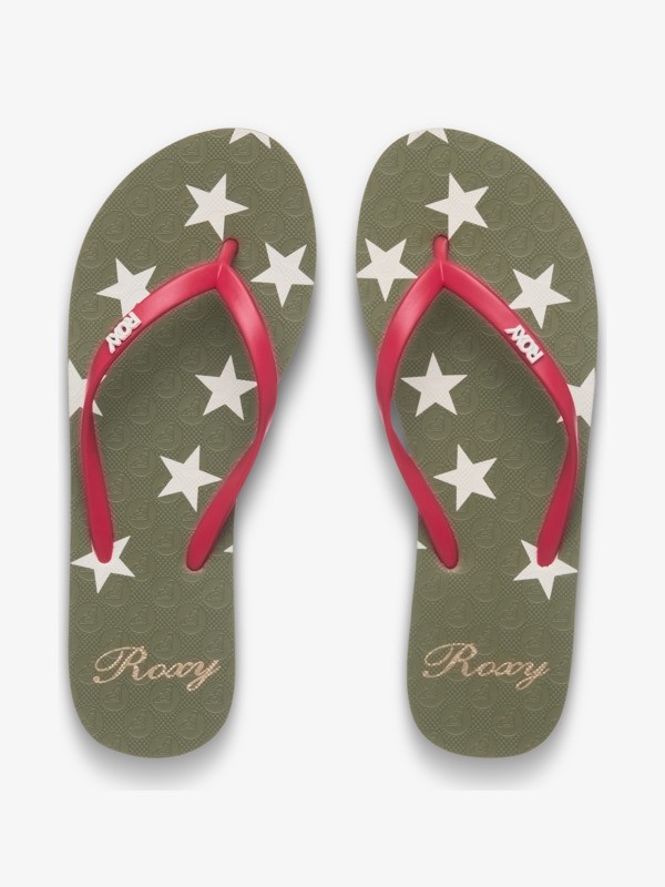New Viva Printed Tongs Vert Femme