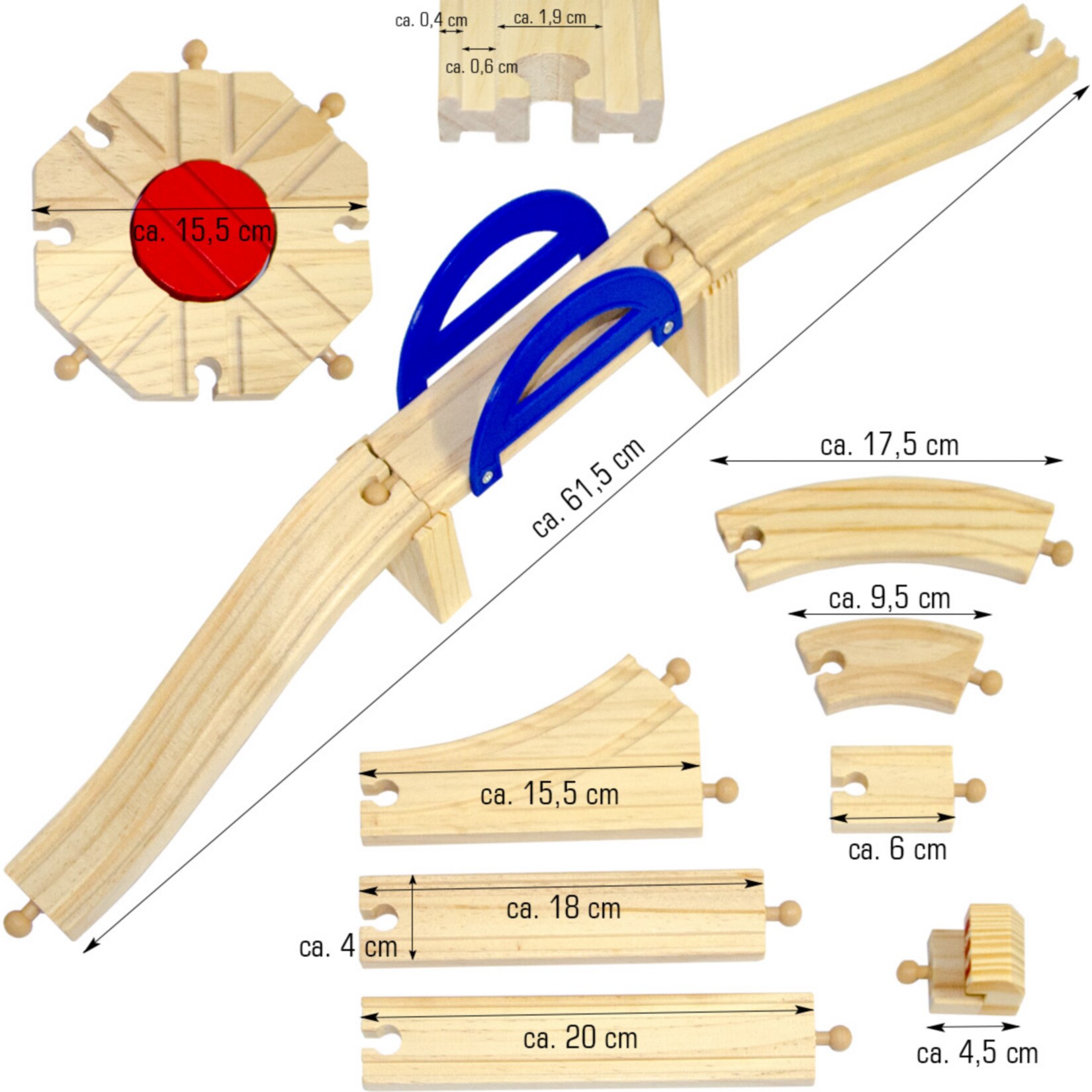 96 Teile XXL Holzeisenbahn Set - 6m Schienen - Holz Eisenbahn Kinder Spielzeug