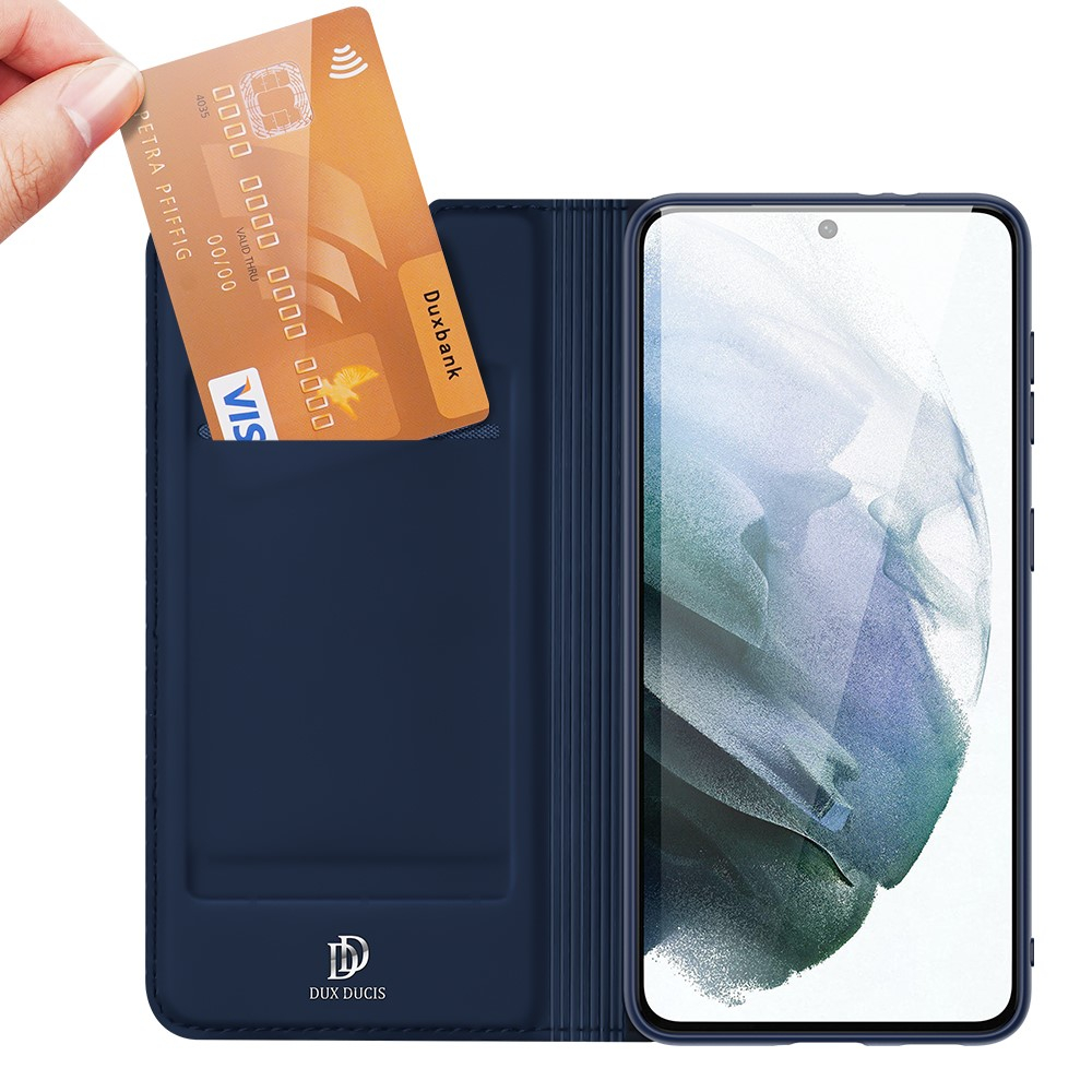 Samsung Galaxy S21 FE 5G Flip Wallet Cover Leder Tasche - Dunkelblau