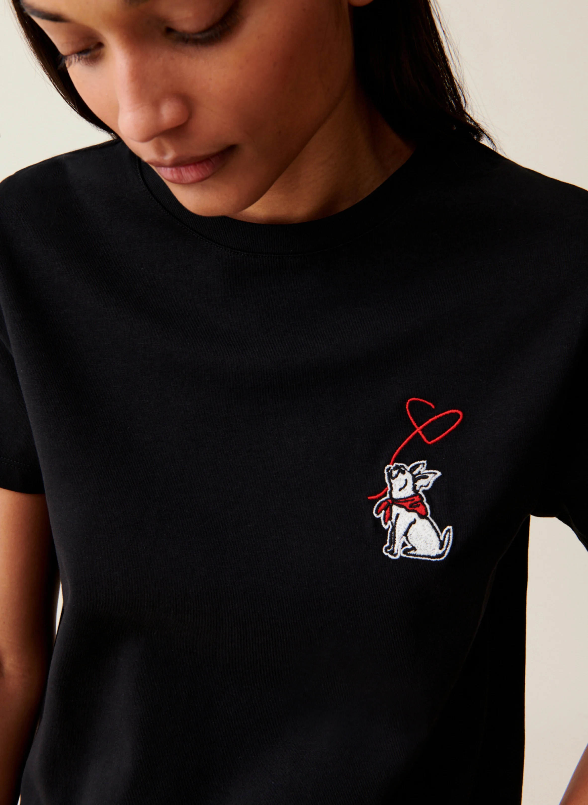 Tee-shirt col rond en coton | Noir