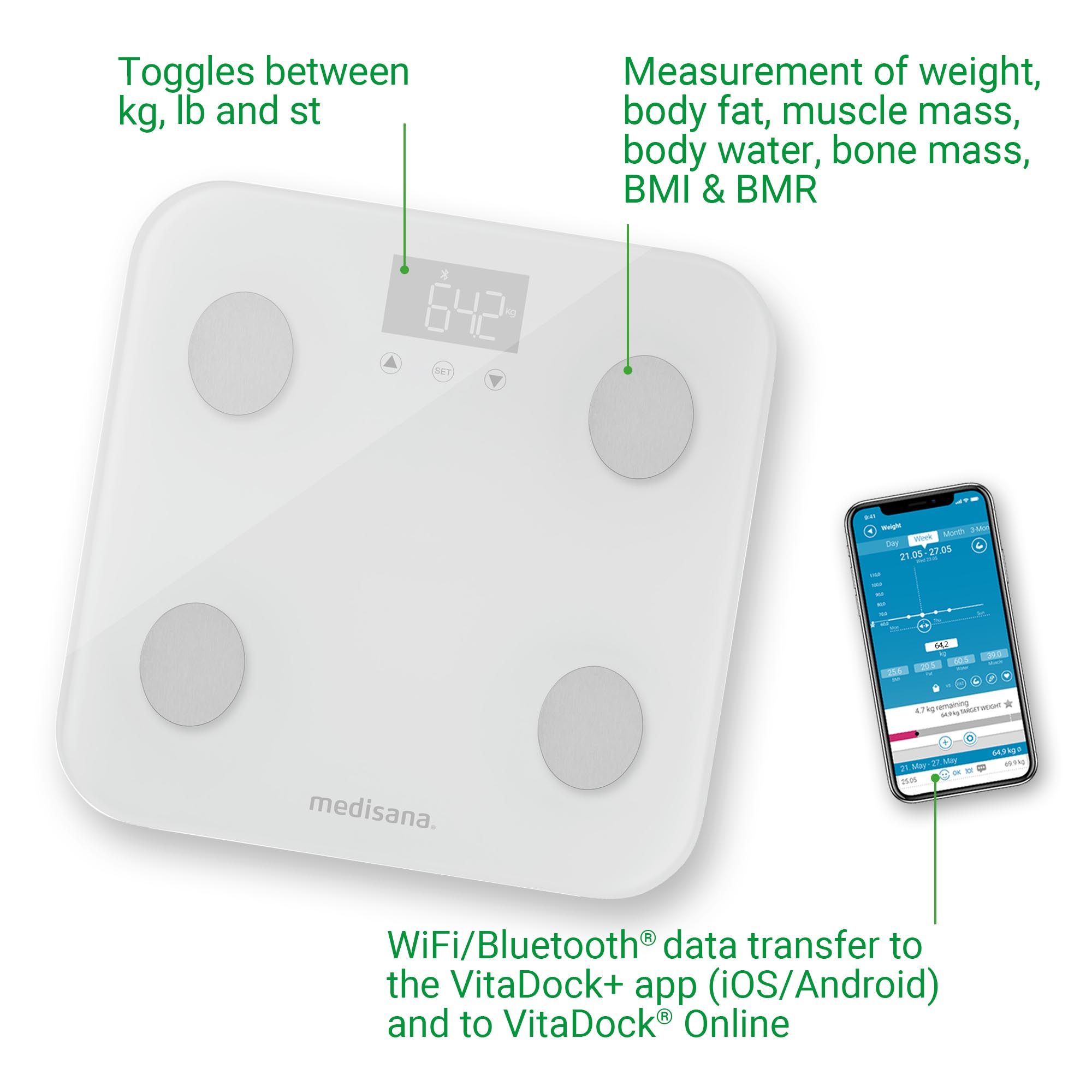 medisana BS 600 WIFI connect Körperanalysewaage mit Smartphone App