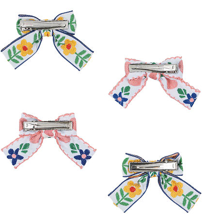 Konges Sløjd Haarspange - 4er-Pack - Bow - White/Rose