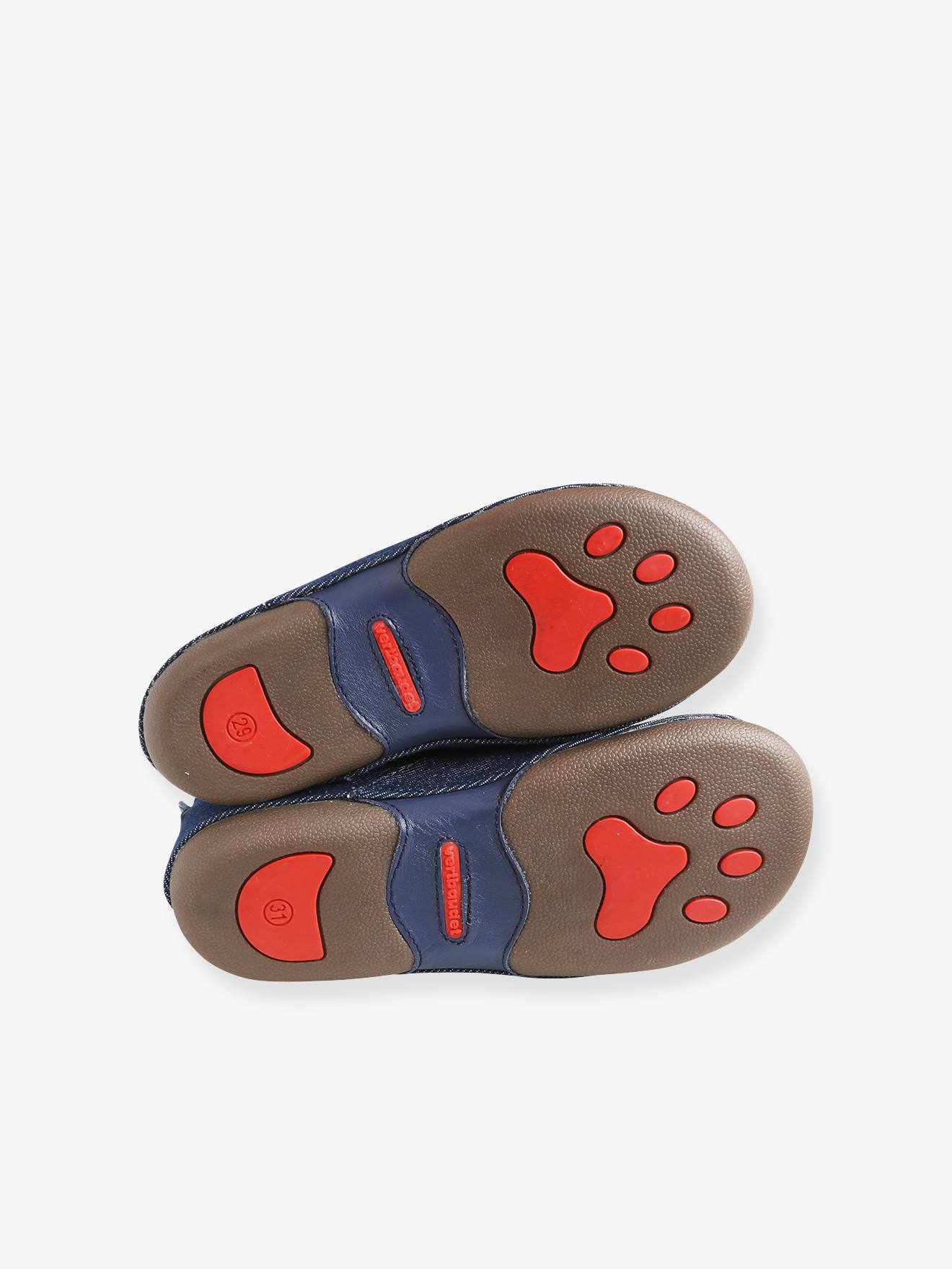 Pantufas de brim elásticas para meninos, azul escuro liso