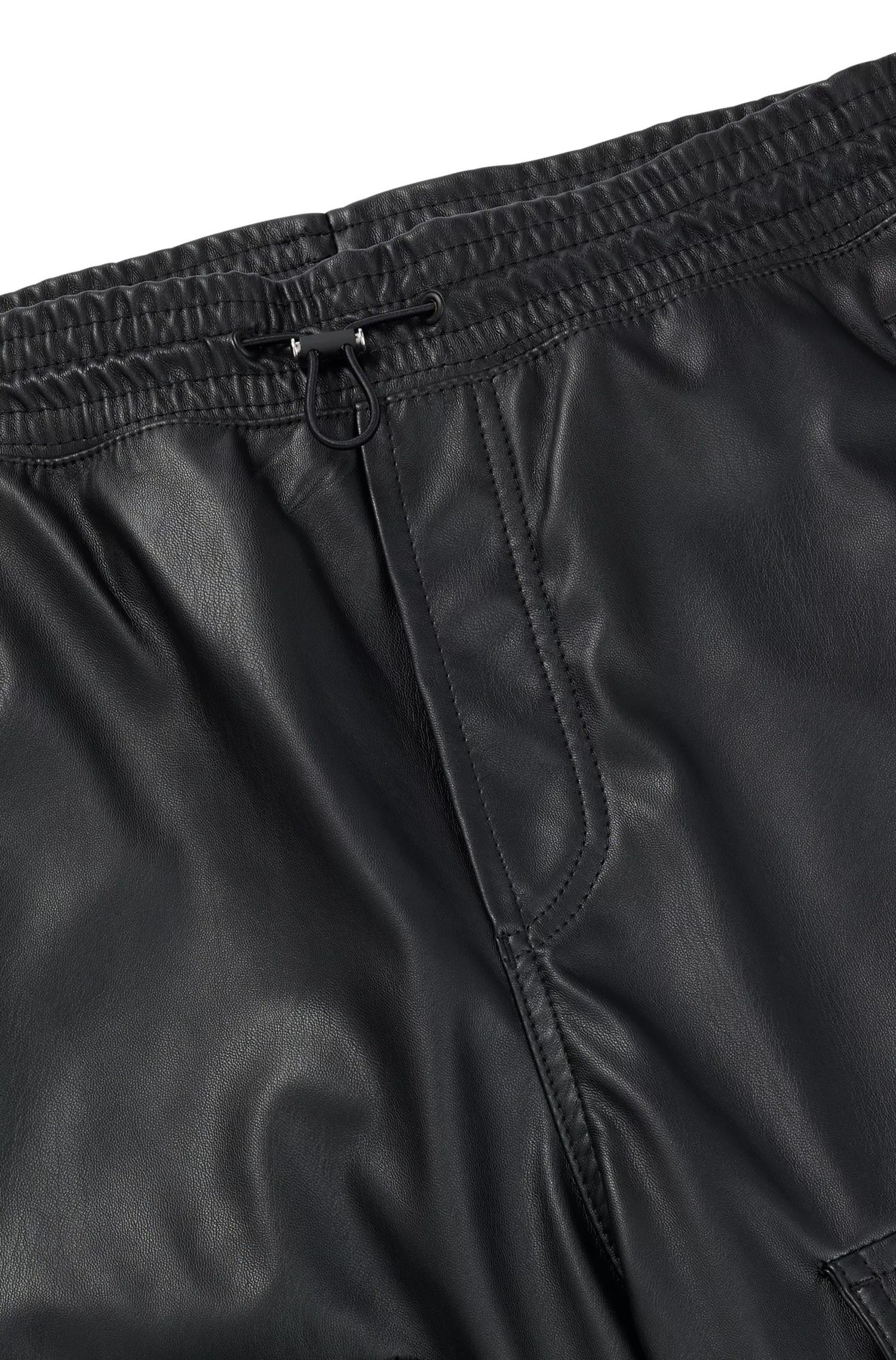 Calça cargo HUGO vermelha com punhos, corte regular, em couro sintético.